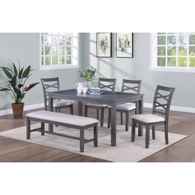 Poundex Grey 6pc Dining Room Set with Cross Back Chair