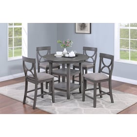 Poundex Grey 5pc Counter Height Set with Curve Back Chair