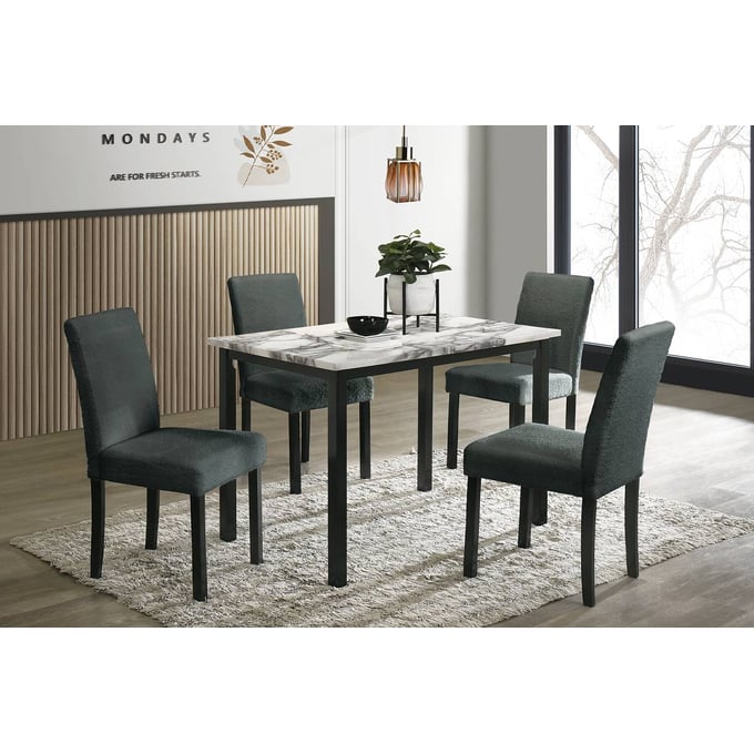 Poundex Charcoal Wool Fabric 5pc Dining Room Set BOSS-F2628