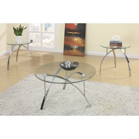 Poundex Clear Chrome 3pc Coffee Table Set