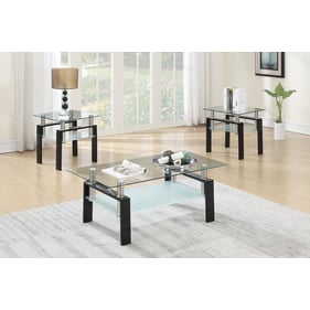 Poundex Clear Black 3pc Occasional Table Set