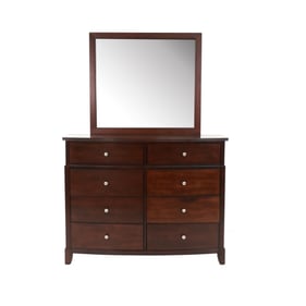 Poundex Dark Cherry Poplar MDF Dresser And Mirror