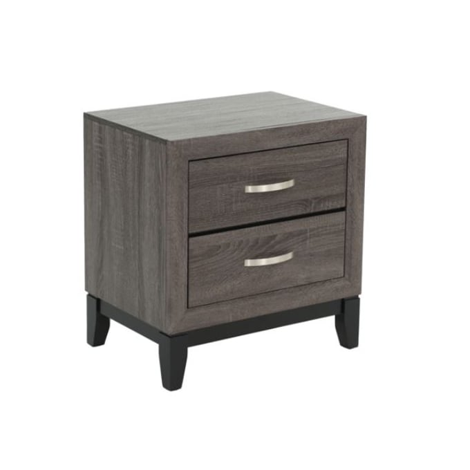 Poundex Foil Grey Solid Wood Night Stand BOSS-F4961