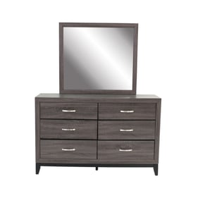 Poundex Foil Grey Solid Wood Dresser And Mirror