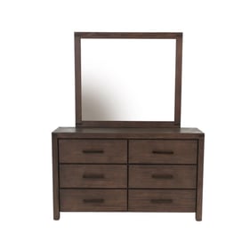 Poundex Espresso Pine Plywood Dresser And Mirror