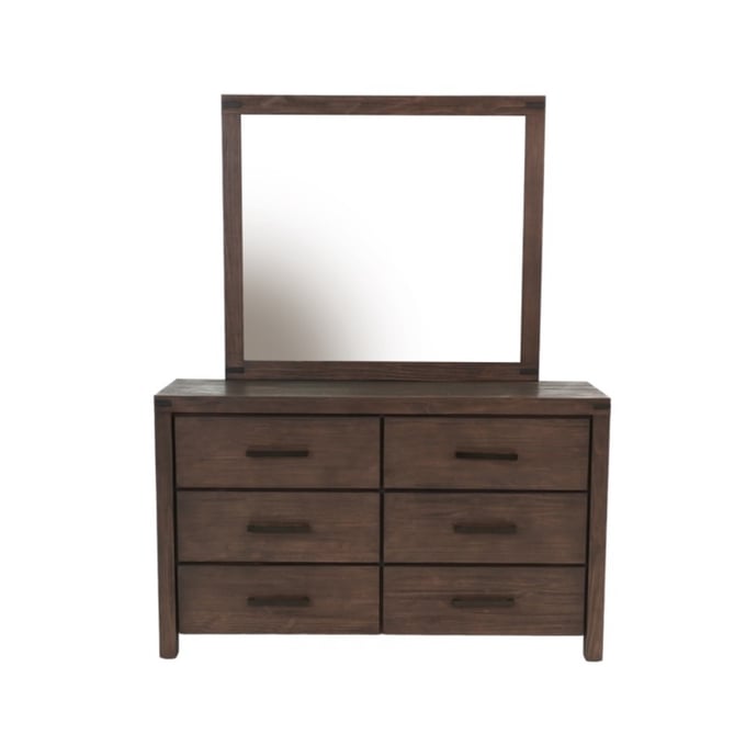 Poundex Espresso Pine Plywood Dresser And Mirror BOSS-F5428-DRMR