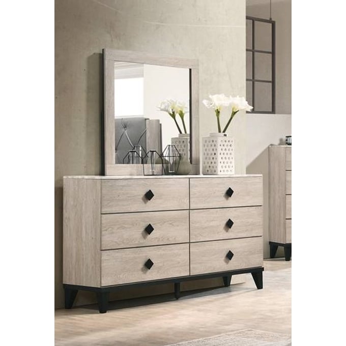 Poundex Foil Cream Dresser And Mirror BOSS-F5458-DRMR