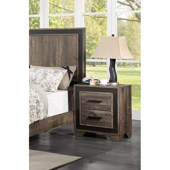 Poundex Brown Charcoal Night Stand BOSS-F5526