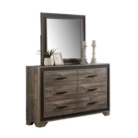 Poundex Brown Charcoal Dresser And Mirror