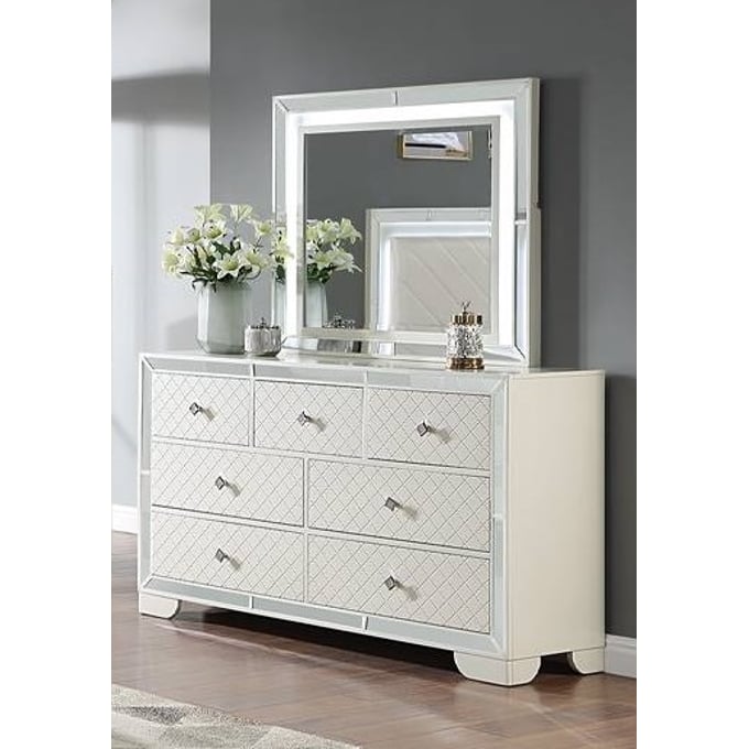 Poundex Ivory Dresser And Mirror BOSS-F5568-DRMR