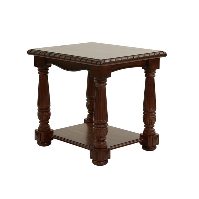 Poundex Walnut End Table with Shelf BOSS-F6337