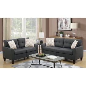 Poundex Charcoal Espresso Sofa and Loveseat Set