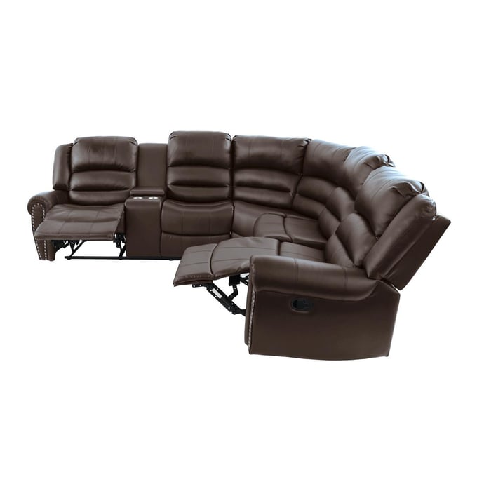 Poundex Dark Brown 3pc Reclining Sectional BOSS-F6744