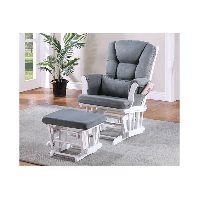 Poundex Dark Gray Espresso Glider with Ottoman BOSS-F6790