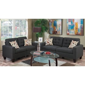 Poundex Blue Grey Espresso Sofa and Loveseat Set