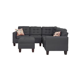 Poundex Blue Grey Espresso 4pc Sectional with 2 Accent Pillows