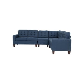 Poundex Navy Espresso 4pc Sectional with 2 Accent Pillows