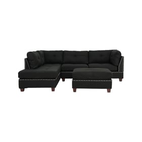 Poundex Black 3pc Sectional with 2 Accent Pillows