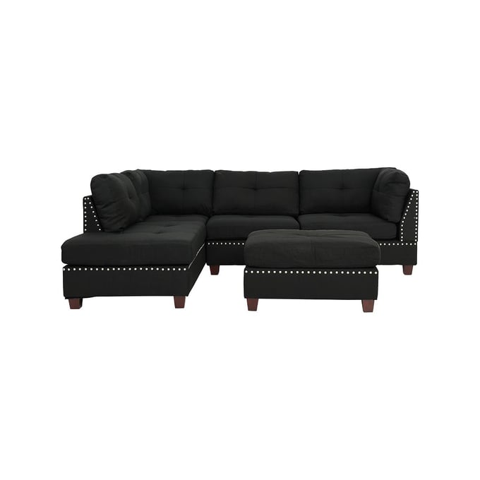 Poundex Black 3pc Sectional with 2 Accent Pillows BOSS-F6974