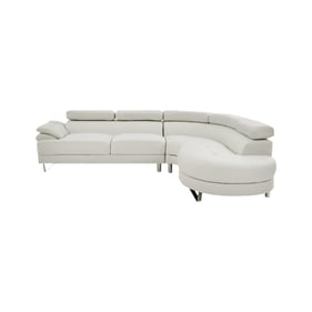 Poundex White Faux Leather 2pc Sectional