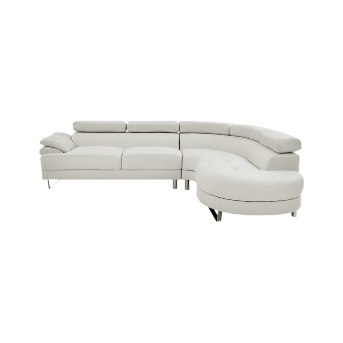 Poundex White Faux Leather 2pc Sectional BOSS-F6985