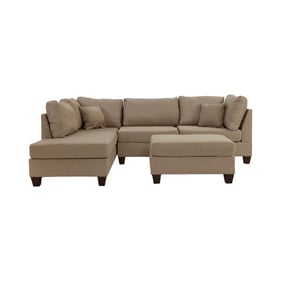 Poundex Sand Dark Coffee 3pc Sectional with 2 Accent Pillows