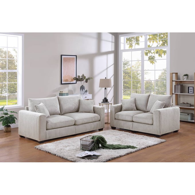 Poundex Ivory Sofa and Loveseat Set BOSS-F8428