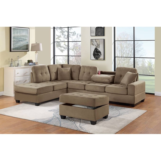 Poundex Saddle 3pc Sectional BOSS-F8436