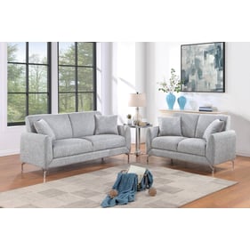 Poundex Light Gray Fabric Sofa and Loveseat Set