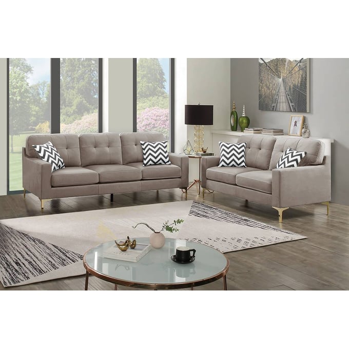 Poundex Light Brown Sofa and Loveseat Set BOSS-F8442