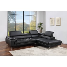 Poundex Black Tufted Seat 2pc Sectional