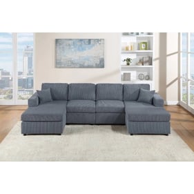 Poundex Dark Gray 4pc Sectional with 2 Accent Pillows