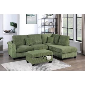 Poundex Sage 3pc Sectional with 2 Accent Pillows