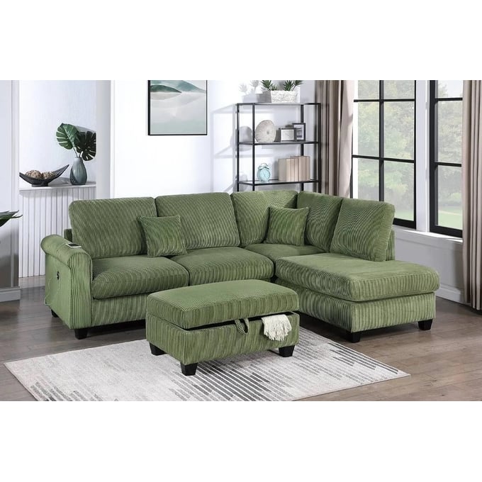 Poundex Sage 3pc Sectional with 2 Accent Pillows BOSS-F8454