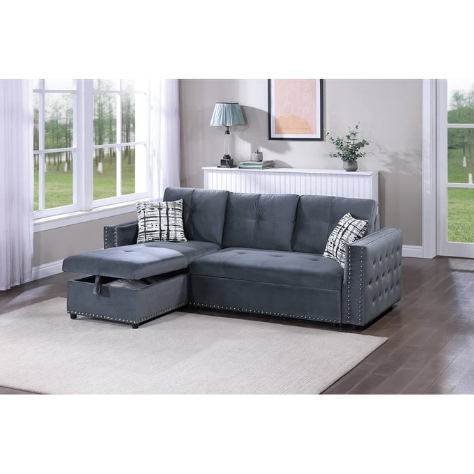 Poundex Gray Convertible Sectional BOSS-F8541