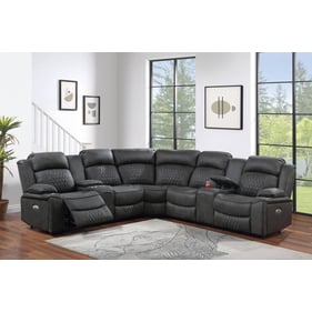 Poundex Charcoal Power Motion Sectional