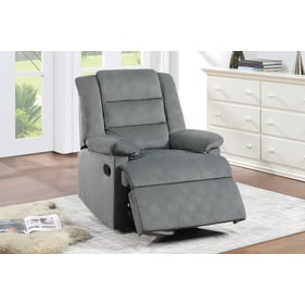 Poundex Dark Gray Velvet Recliner