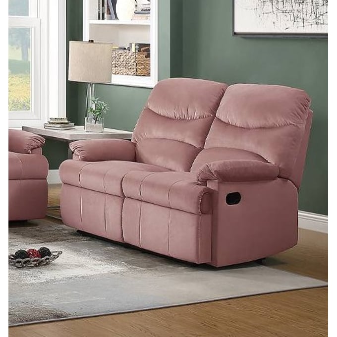 Poundex Blush Pink Recliner Loveseat BOSS-F8788