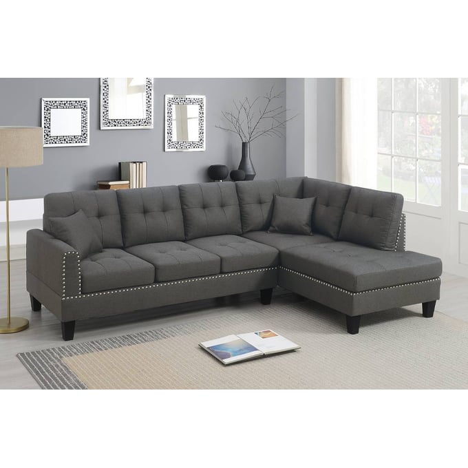 Poundex Dark Coffee 2pc Sectional BOSS-F8882