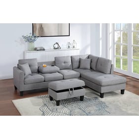 Poundex Taupe Gray 3pc Sectional