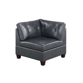 Poundex Black Genuine Leather Corner Sofa