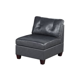 Poundex Black Genuine Leather Armless Chair