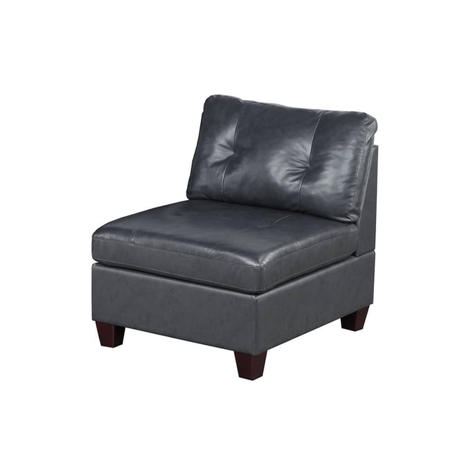 Poundex Black Genuine Leather Armless Chair BOSS-F8908