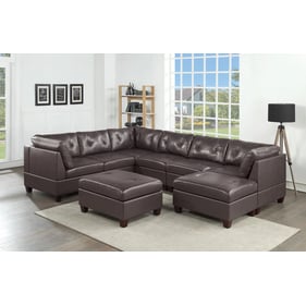 Poundex Dark Coffee Leather 8pc Sectional