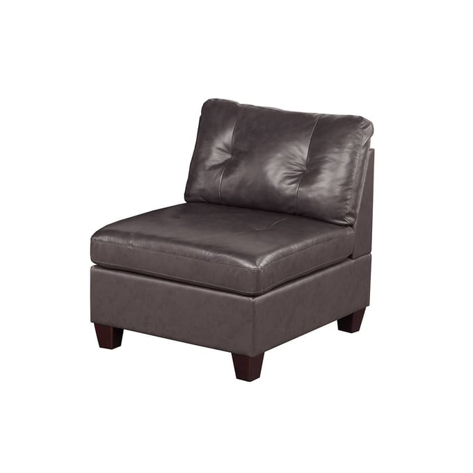 Poundex Dark Coffee Genuine Leather Armless Chair BOSS-F8912