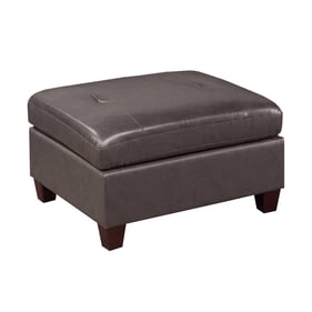 Poundex Dark Coffee Genuine Leather Ottoman