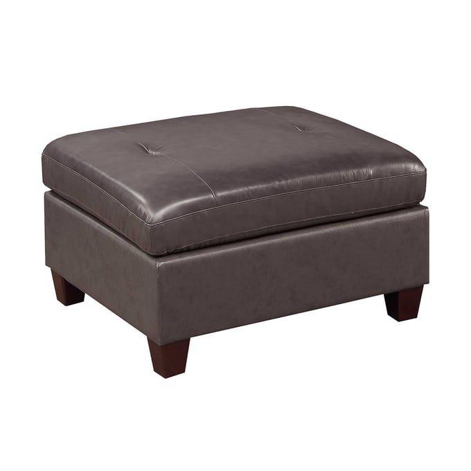 Poundex Dark Coffee Genuine Leather Ottoman BOSS-F8913