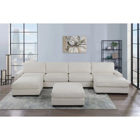 Poundex Beige 6pc Sectional With 2 Ottomans