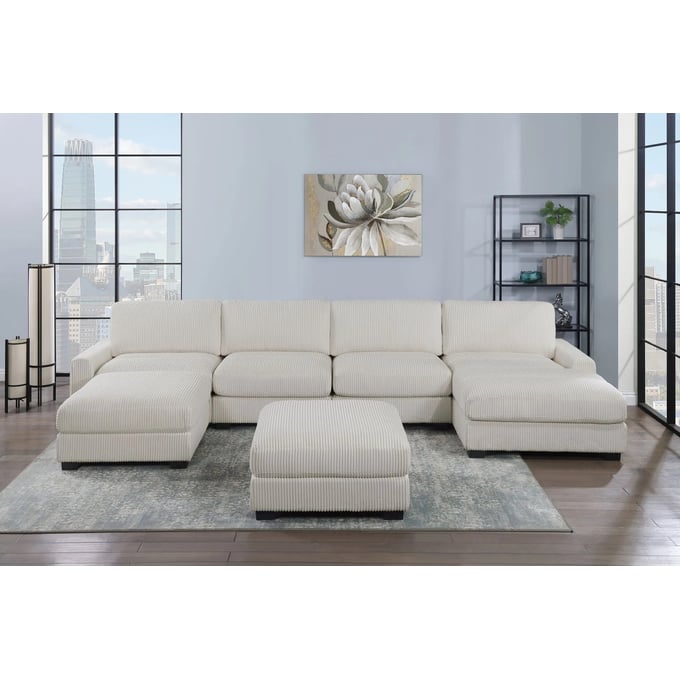 Poundex Beige 6pc Sectional With 2 Ottomans BOSS-F8984-SEC-S4