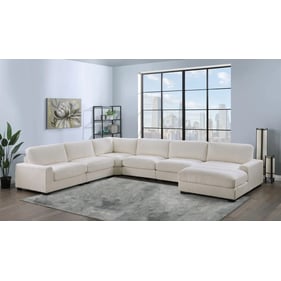 Poundex Beige 6pc Sectional With RAF Chaise